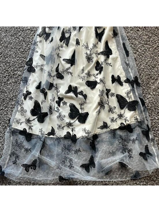 The Unbranded Brand Dresses & Skirts - Black and White Butterfly Skirt & Overlay Size Large Fairycore Whimsical Cottage